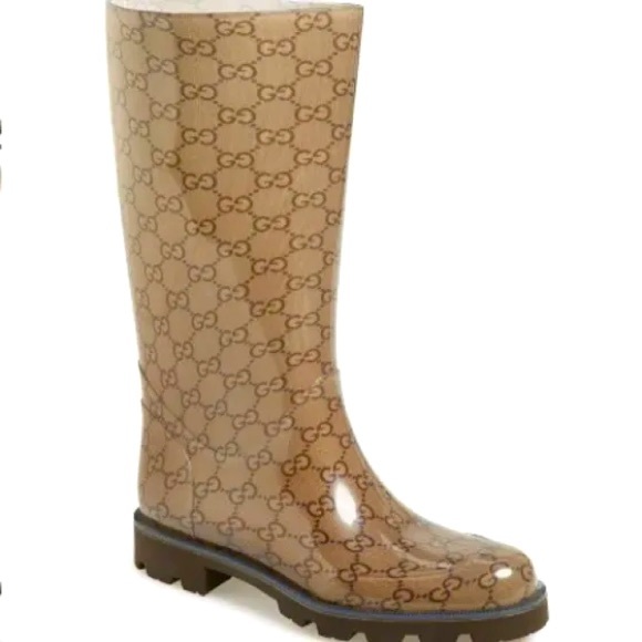 Gucci Shoes | Gucci Edimburg GG' Rain Boots | Color: Brown/Tan | Size: 10 - Picture 1 of 12